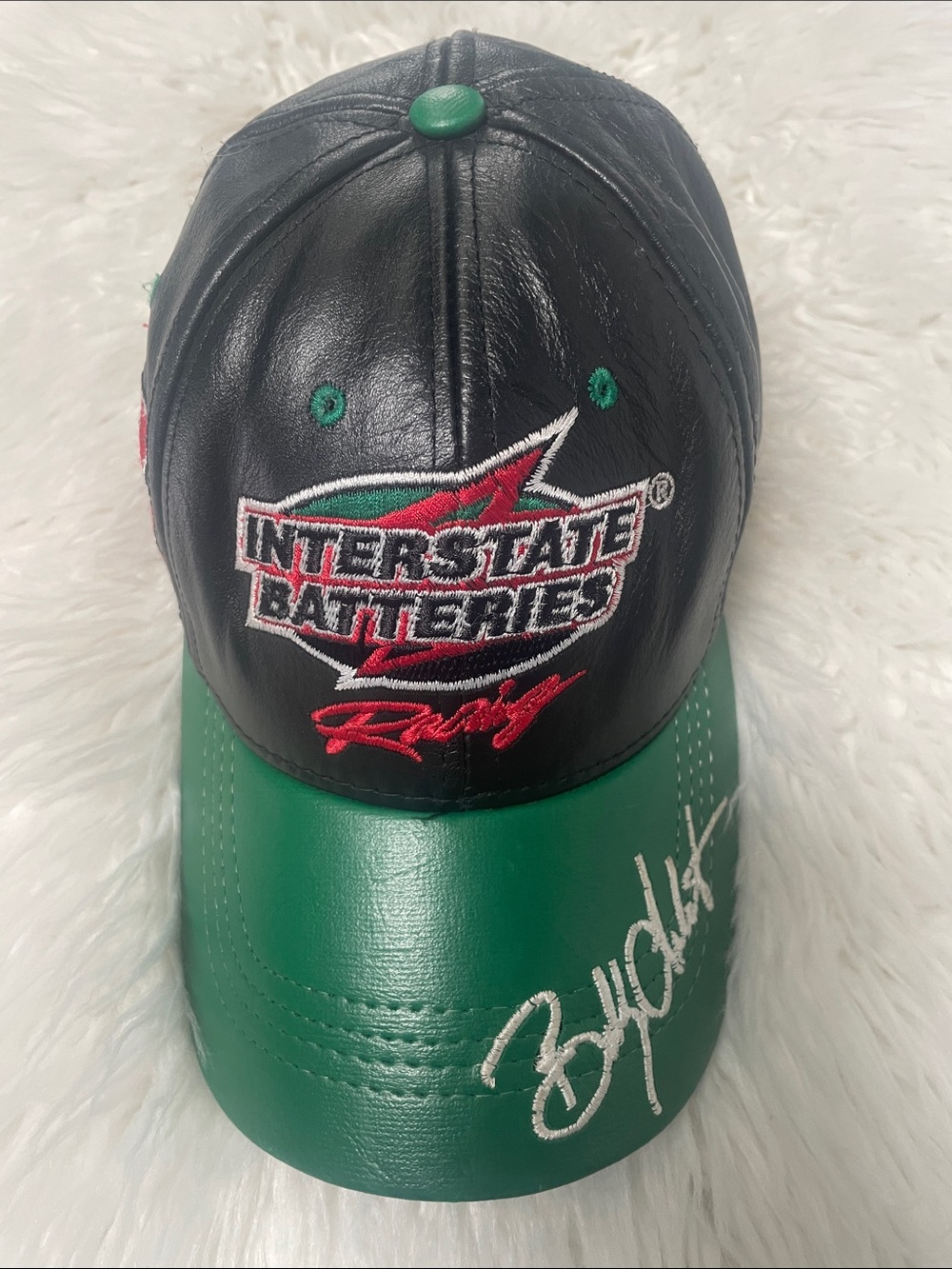 Vintage BOBBY LABONTE #18, INTERSTATE BATTERIES NASCAR BASEBALL LEATHER HAT/CAP